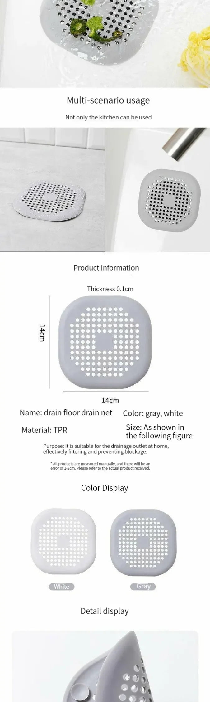 Durable Silicone Shower Drain Cover – Anti-Clog Design