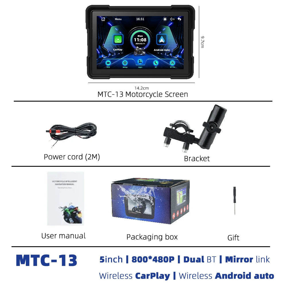 EKIY Wireless CarPlay & Android Auto Motorcycle GPS