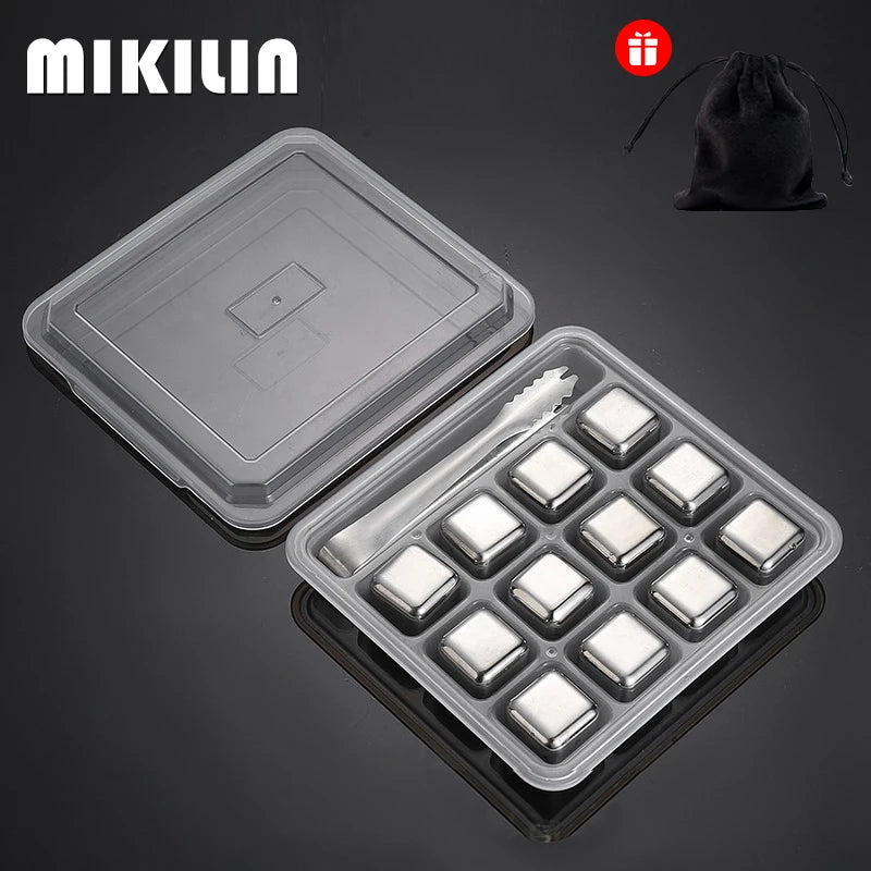 Reusable Stainless Steel Whiskey Ice Cubes Set