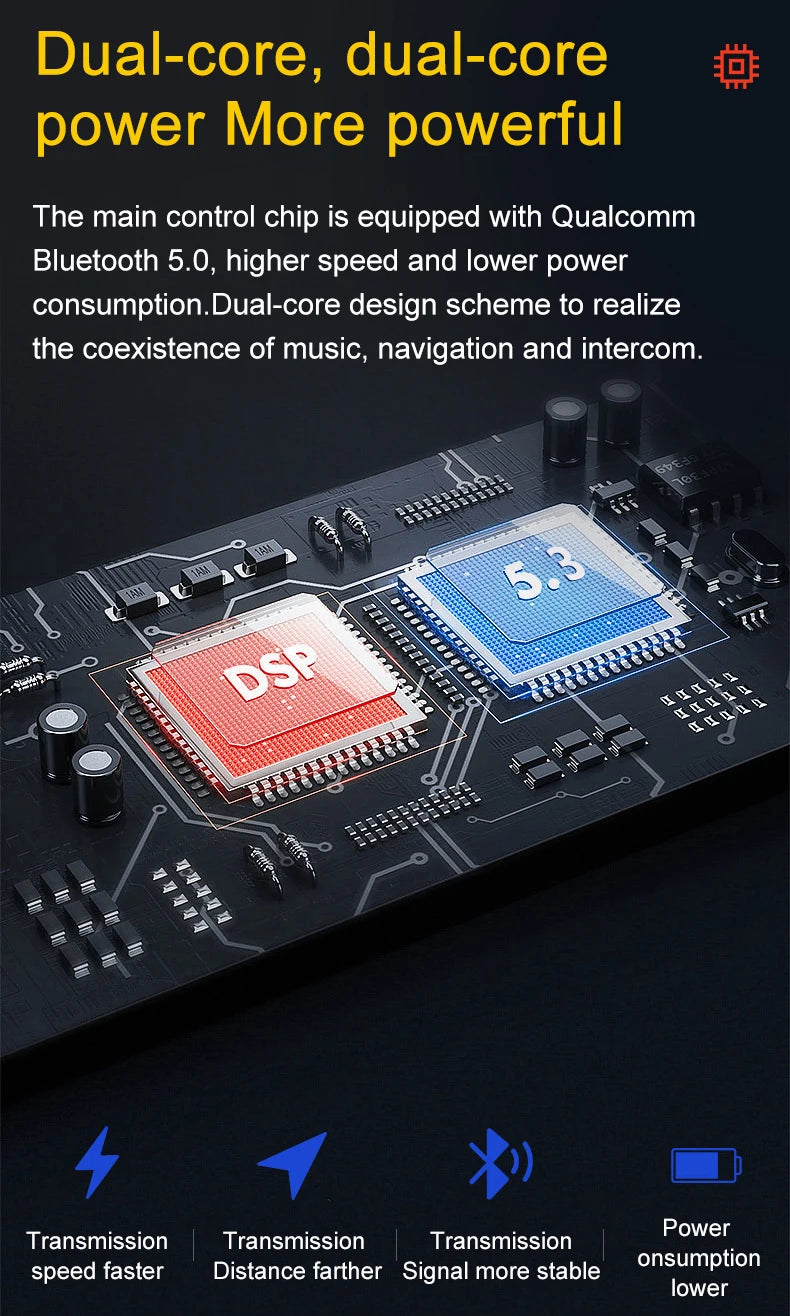 Q58 Bluetooth Motorcycle Helmet Intercom with LED & FM