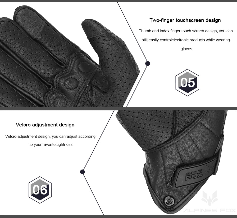 Vintage Leather Motorcycle Gloves Men