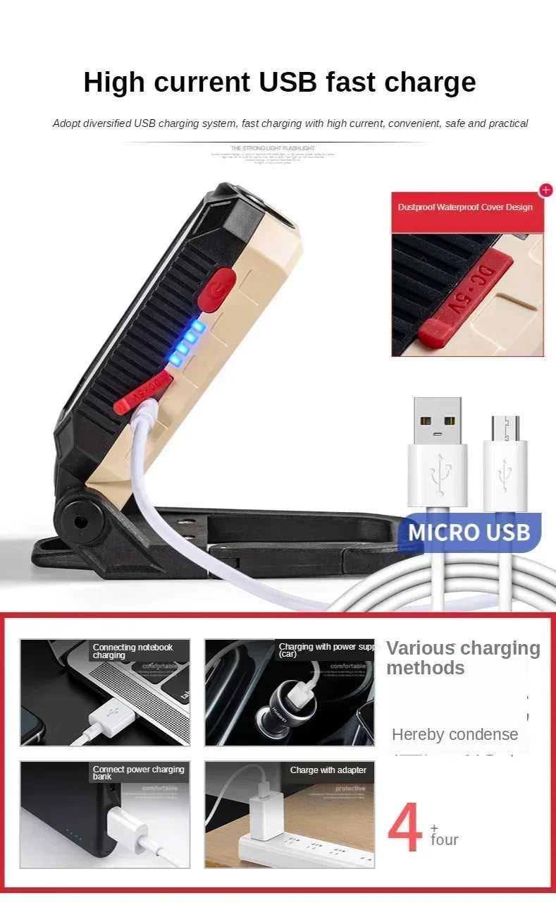 Rechargeable LED Flashlight & Work Light with Power Bank