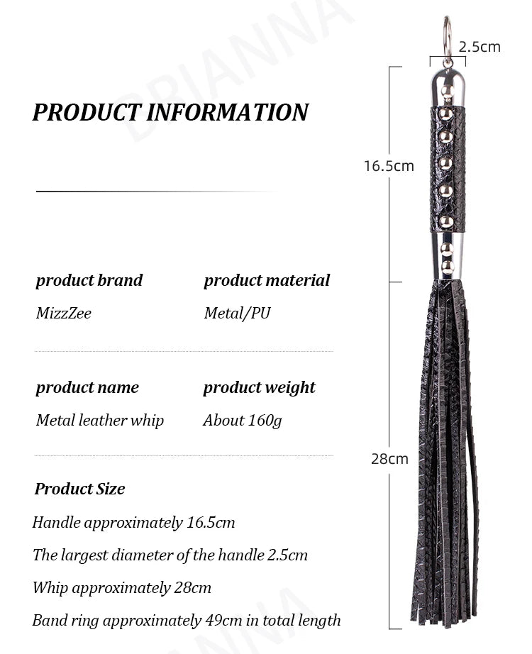 Vintage BDSM Leather Whip with Rivets