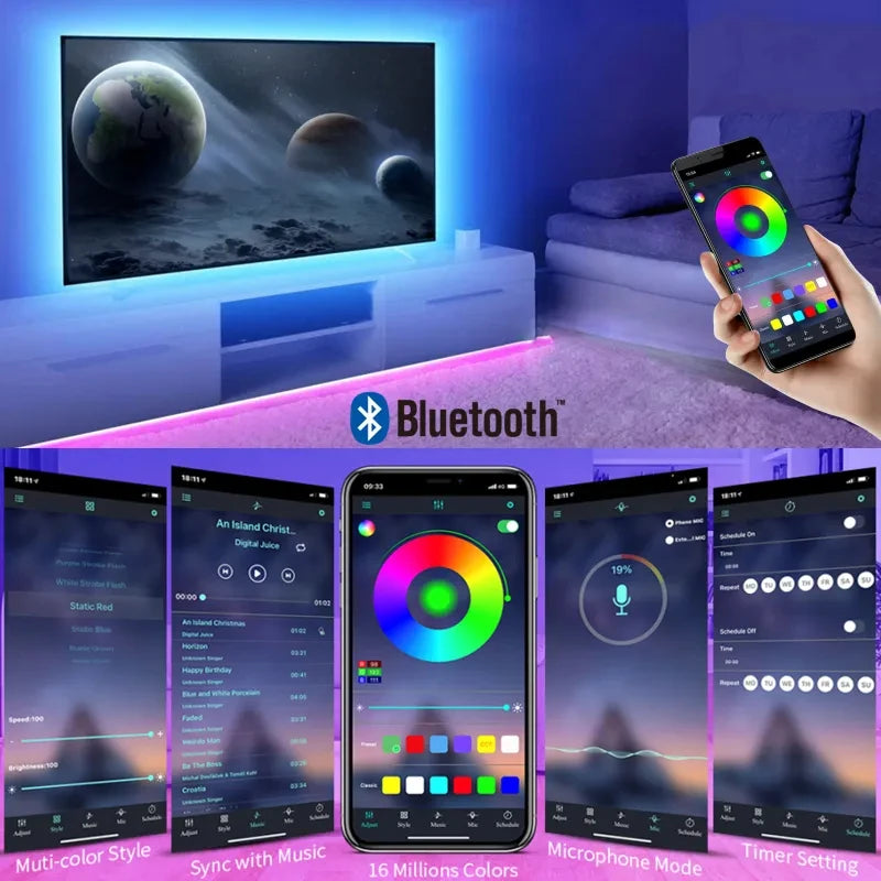RGB LED Strip Lights Smart SMD 5050 Bluetooth Flexible Tape