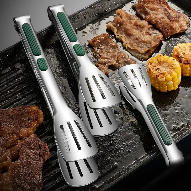 Stainless Steel Non-Slip Food Tongs for Kitchen Use