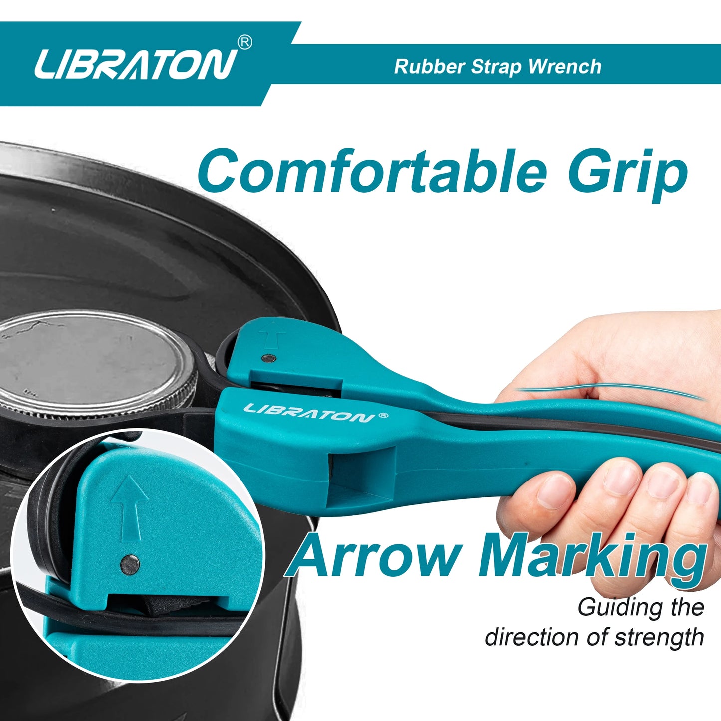 LIBRATON 150mm Adjustable Rubber Strap Wrench – Universal Grip Tool