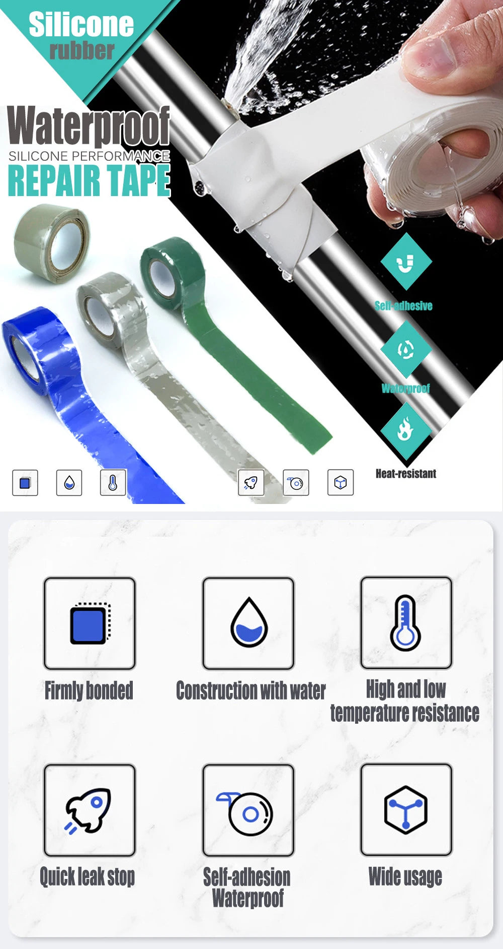 Super Strong Waterproof Stop Leaks  Performance Silicone Adhesive Insulating