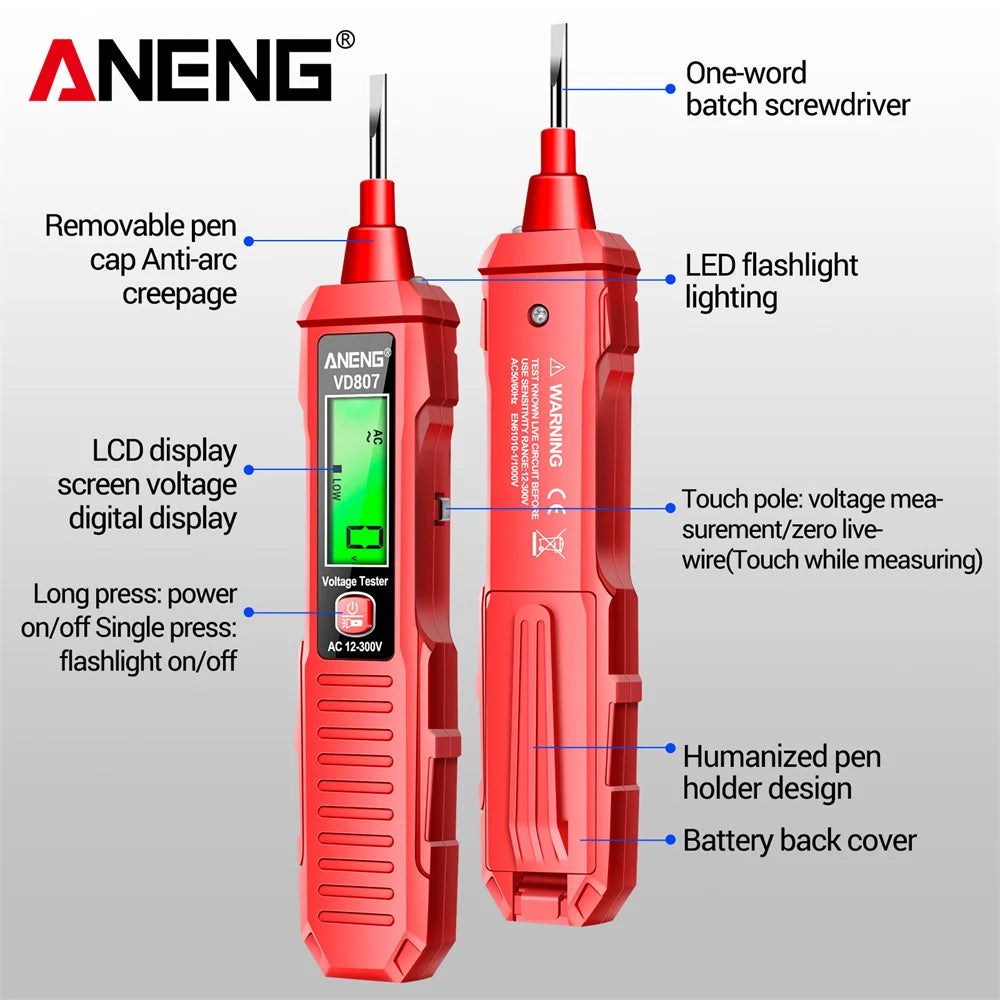 Induction Portable 50/60Hz Smart Electric Pen Tester NCV Sensor AC 12-300V