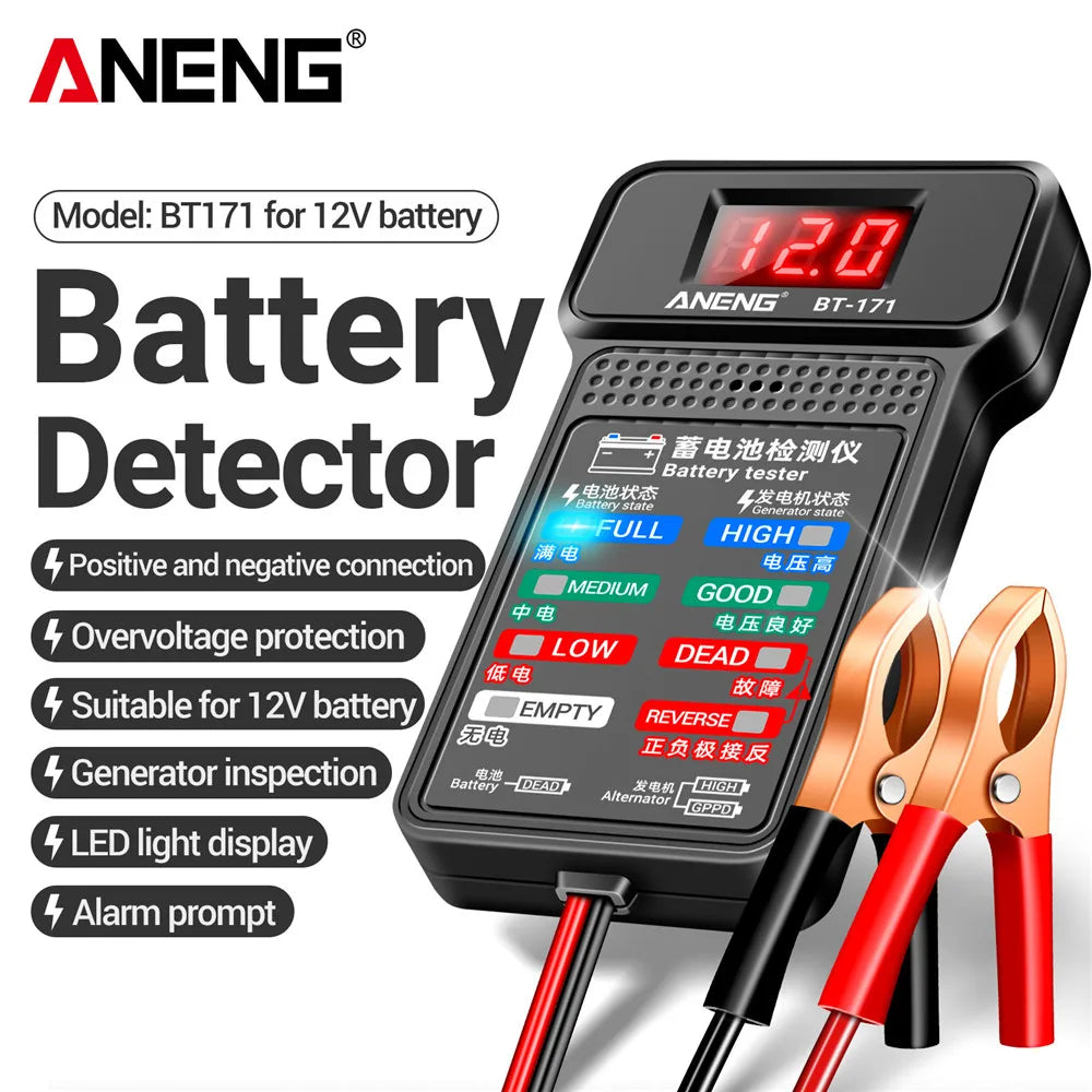 ANENG BT-171 12V Battery Tester – LED Display Diagnostic Tool