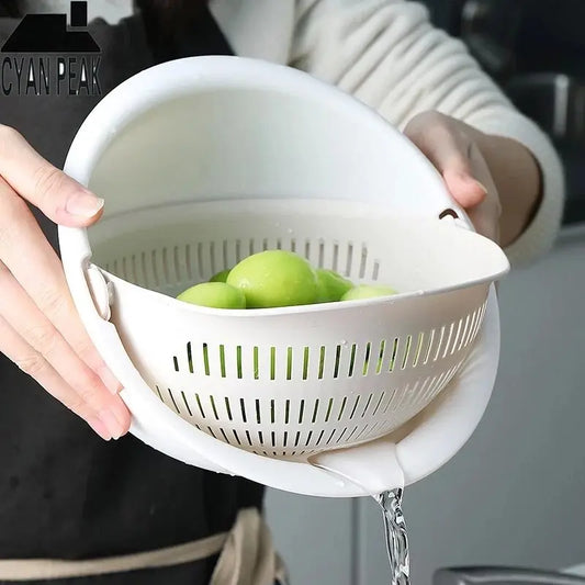 Kitchen Fruit Tray – Double Layer Removable Draining Basket