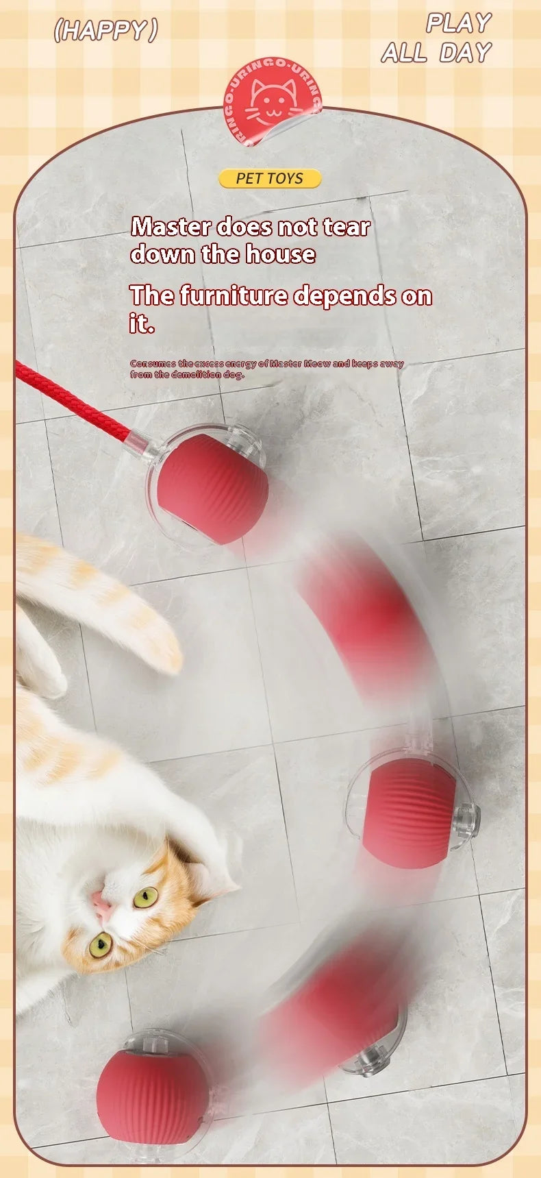 Smart Rolling Cat Toy Ball USB Rechargeable