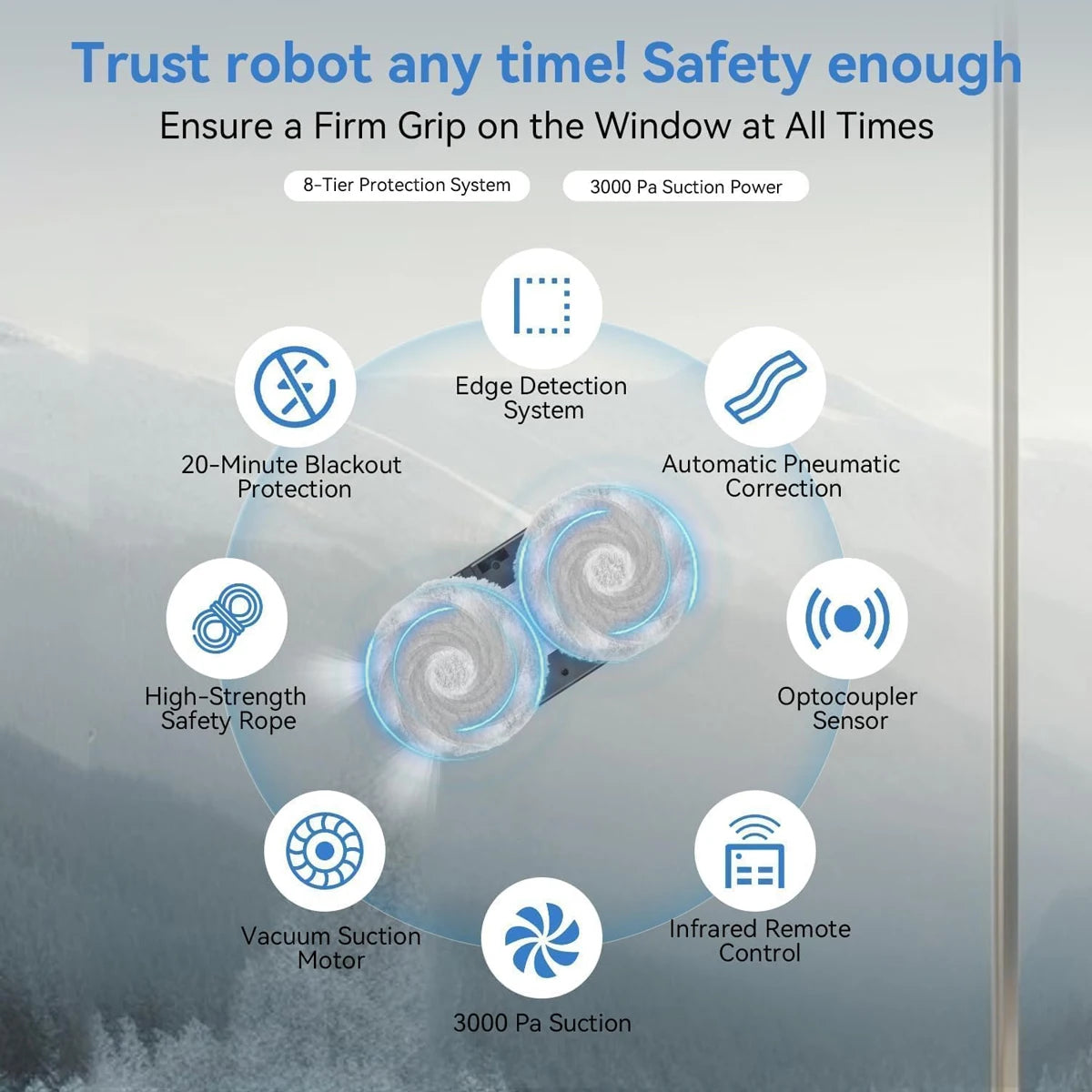 Smart Window Cleaning Robot – Double Spray & Remote
