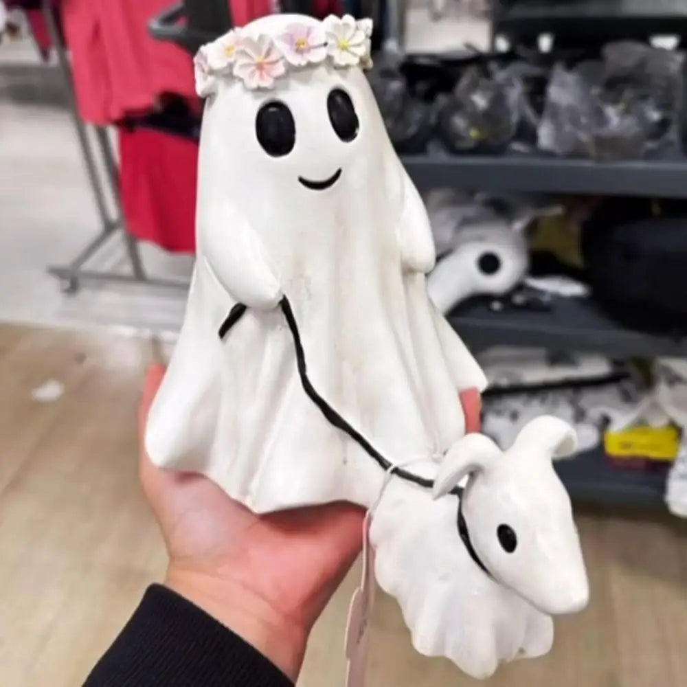 Halloween Ghost Walking Dog Resin Statue