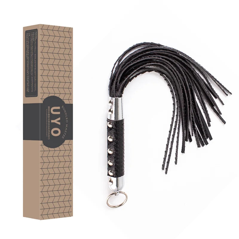 Vintage BDSM Leather Whip with Rivets