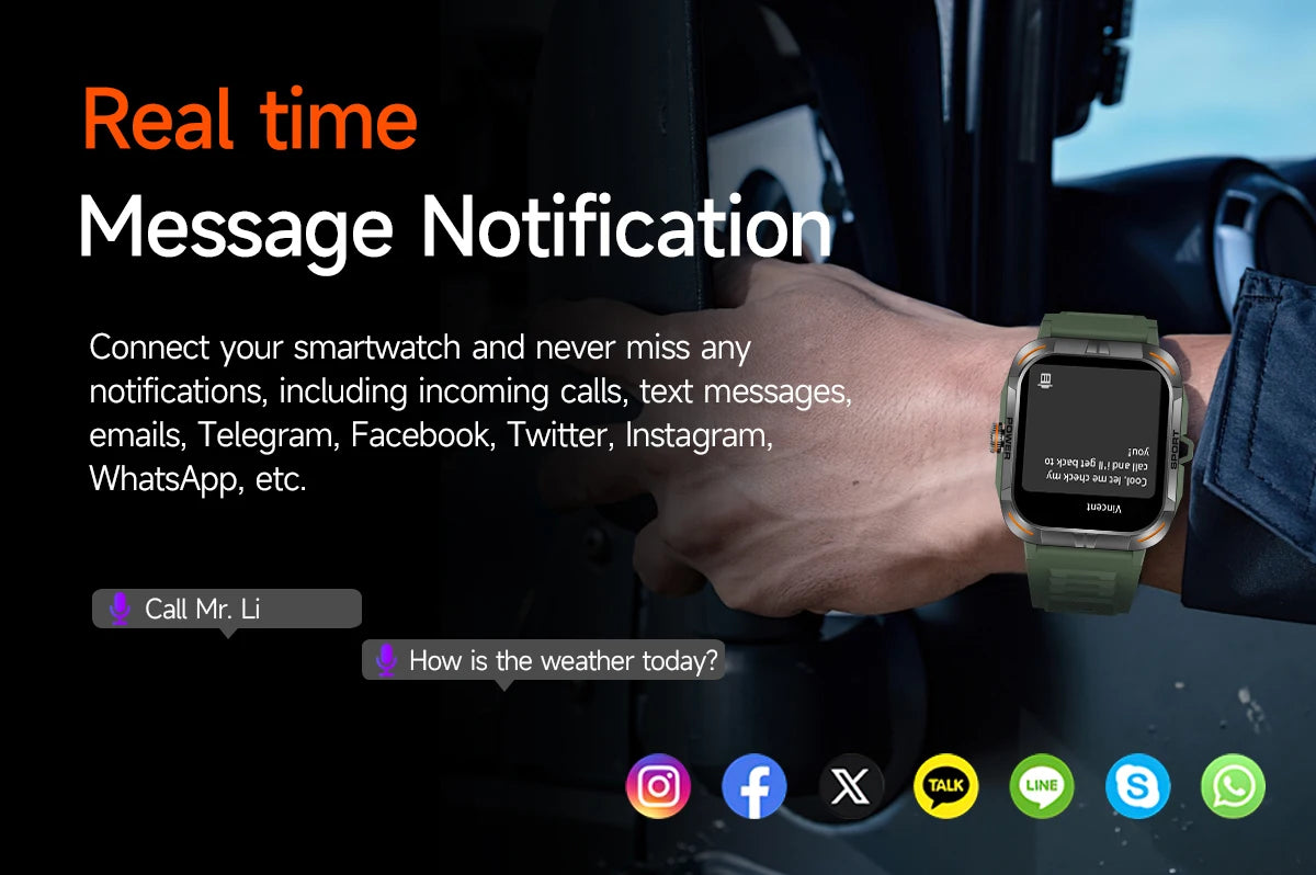 AMOLED Smart Watch with Flashlight & Compass
