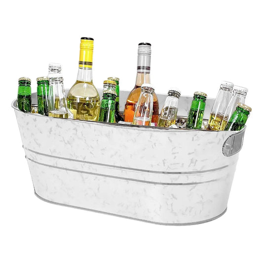 Large Galvanized Metal Ice Bucket Oval Cooler