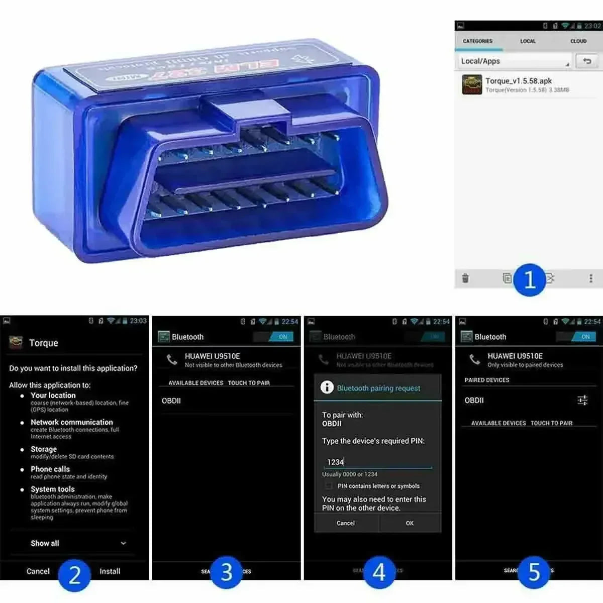 ELM327 OBD2 Bluetooth Car Diagnostic Tool