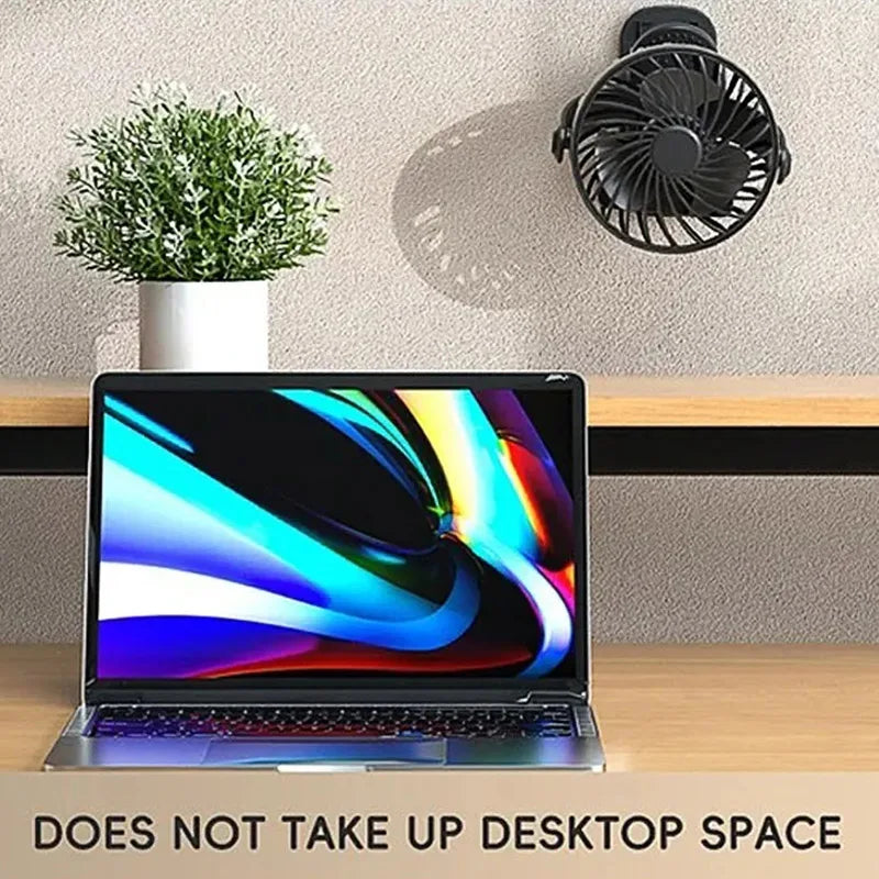 Portable 720° Rotating Clip Fan with Light