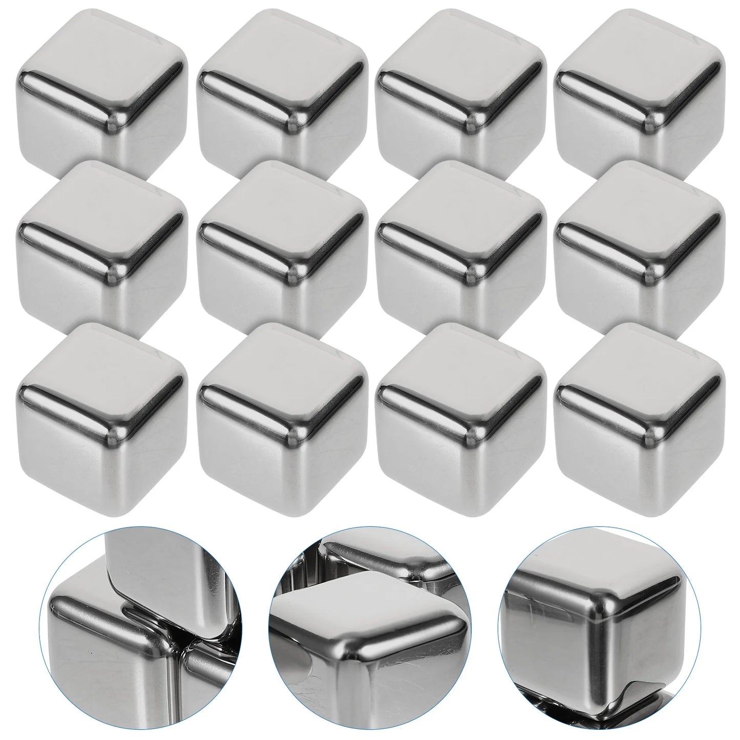 12pcs Stainless Steel Whiskey Ice Cubes Set