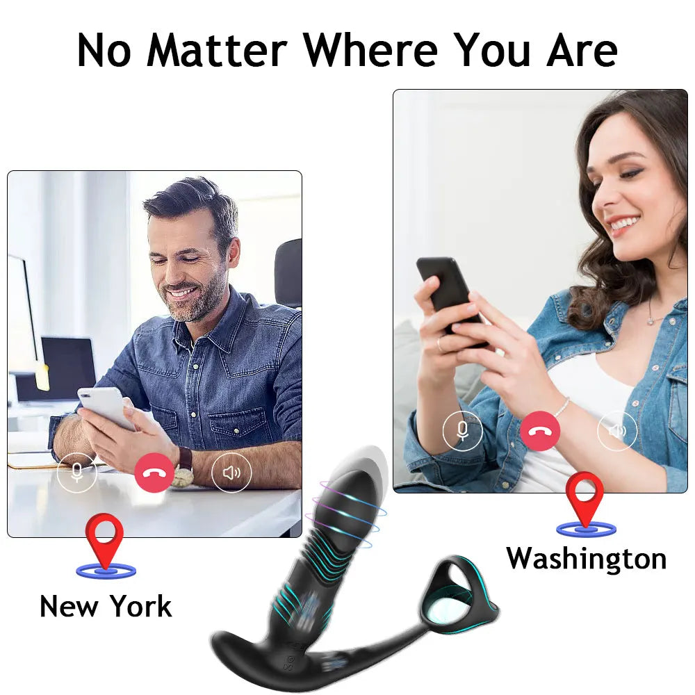 Wireless Thrusting Anal Vibrator with Cock Ring