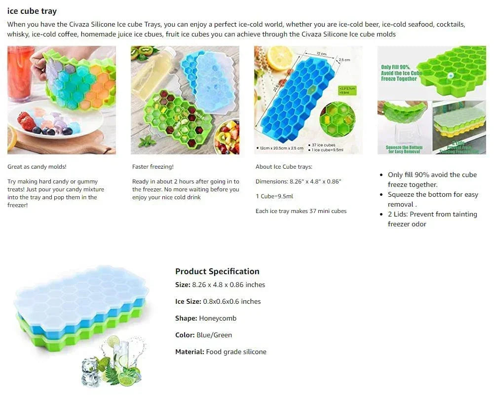 148-Cavity Honeycomb Ice Cube Tray – Chill More, Refill Less