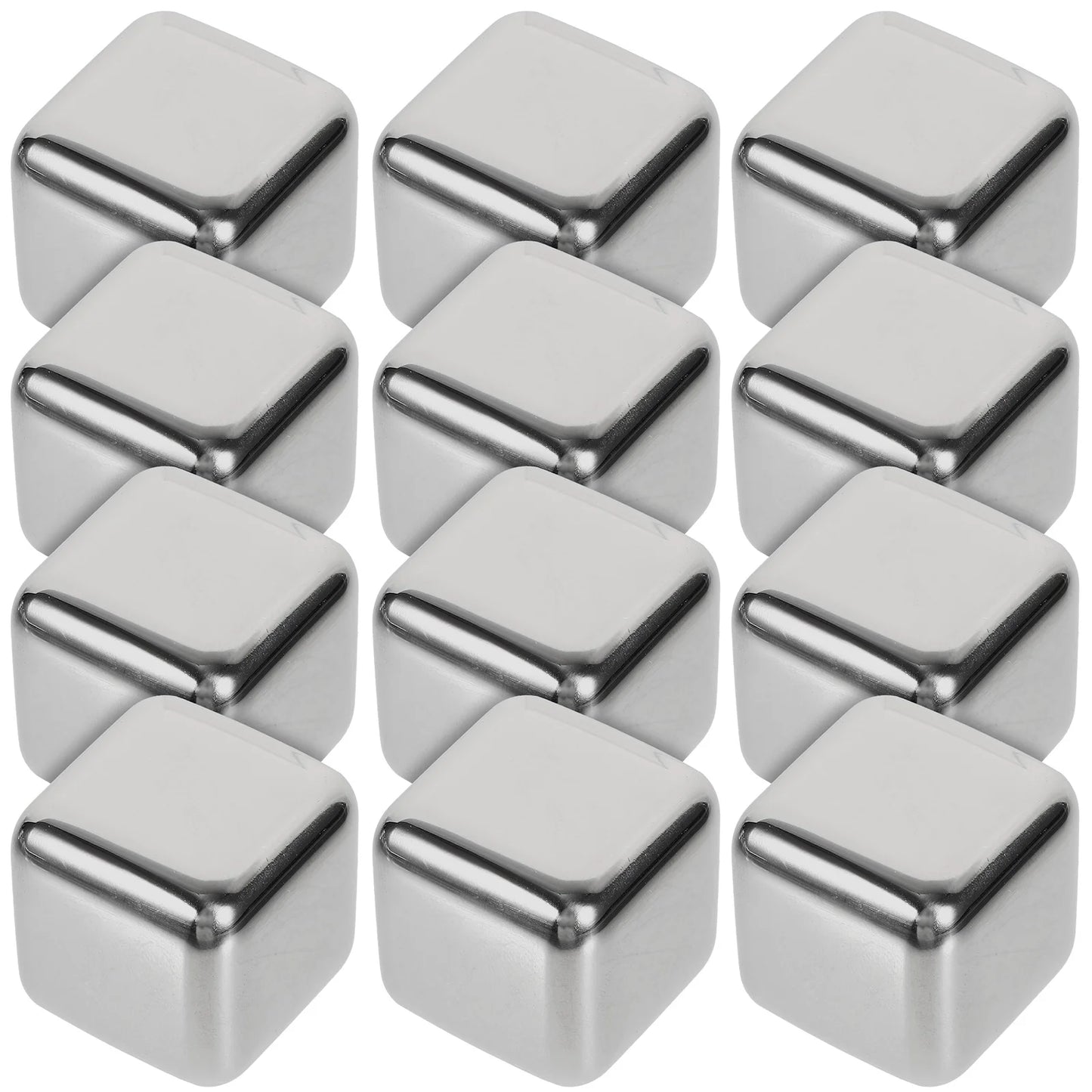 12pcs Reusable Stainless Steel Whiskey Ice Cubes
