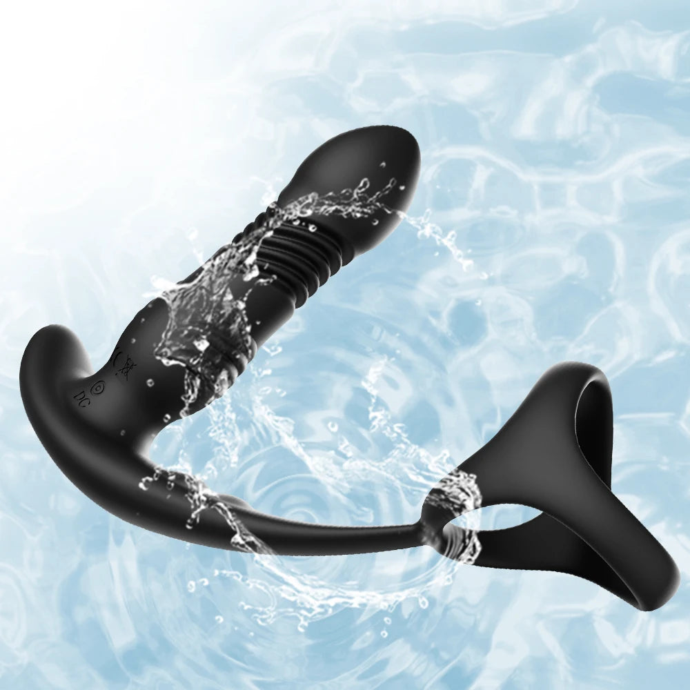 Wireless Thrusting Anal Vibrator with Cock Ring