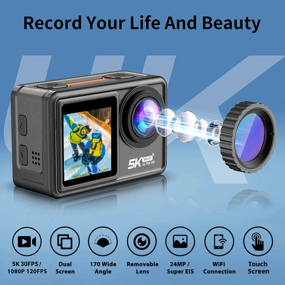 Film every detail with this 5K dual-screen action camera!
