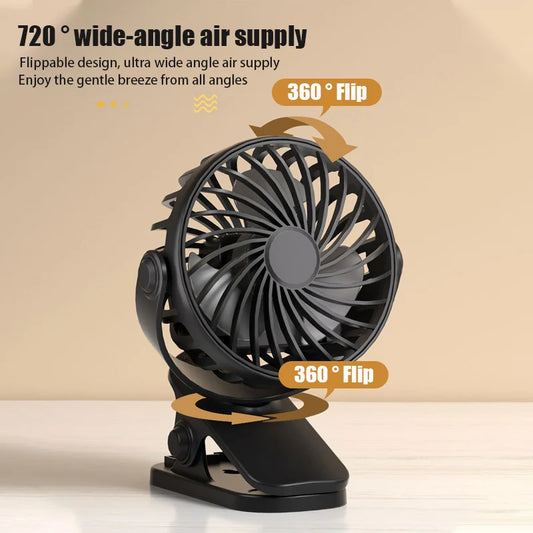 Portable 720° Rotating Clip Fan with Light