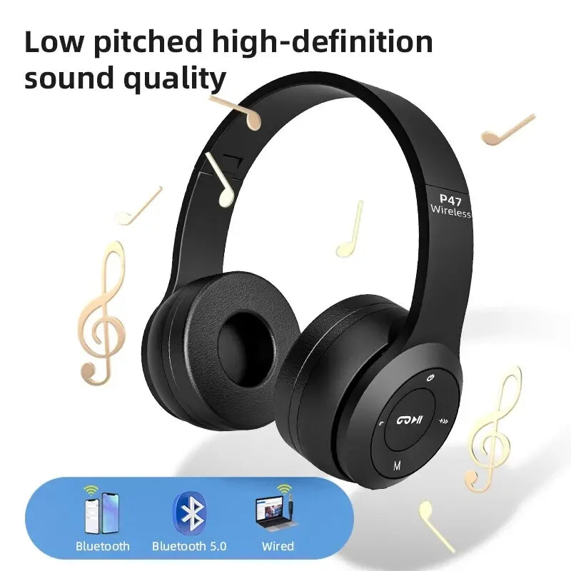 Stereo P47 Headset 5.0 Bluetooth Headset Folding Wireless