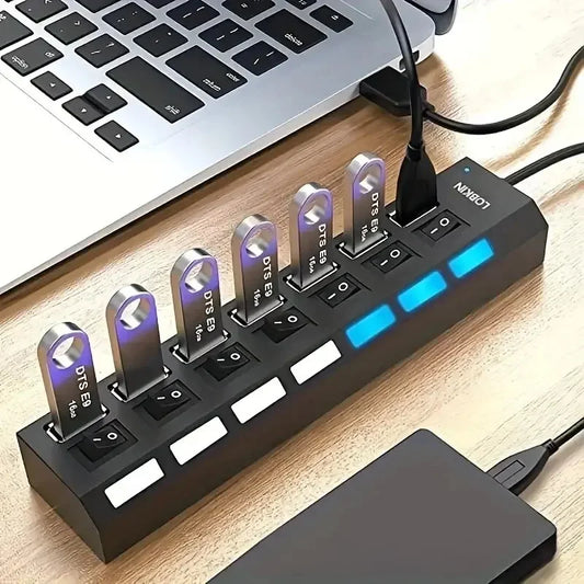 High-Speed 4/7-Port USB 2.0 Hub Splitter - Clickilix