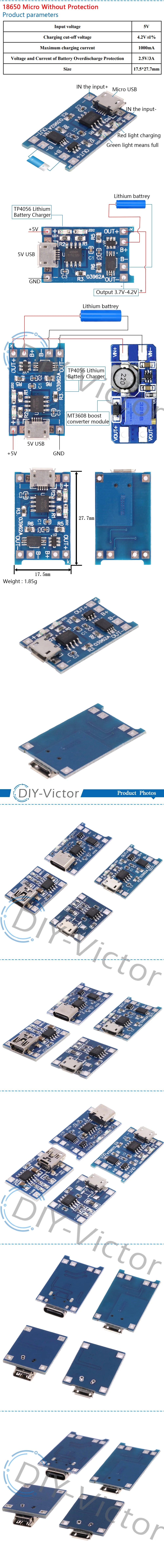 3.7V Li-ion/Lipo Battery Charger with Protection Board