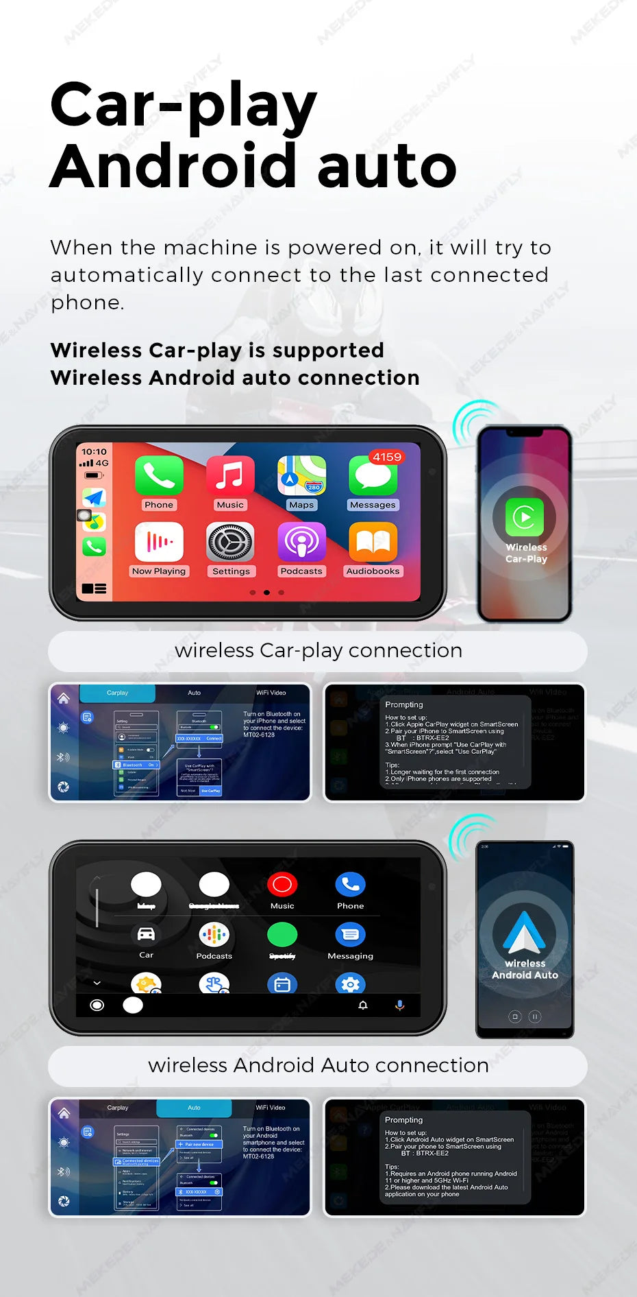 6.25″ IP67 Waterproof Motorcycle GPS with Wireless CarPlay/Android Auto