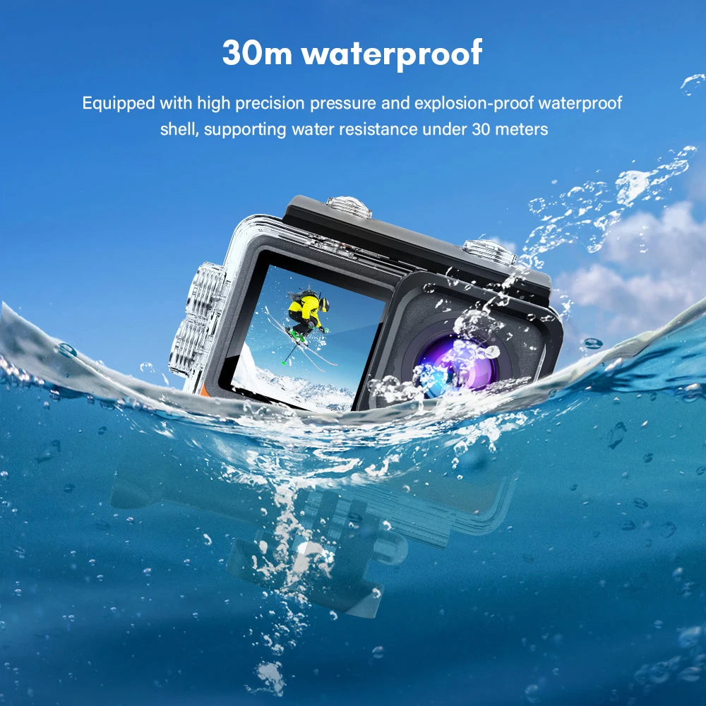 Capture it all with this 4K dual-screen action camera!