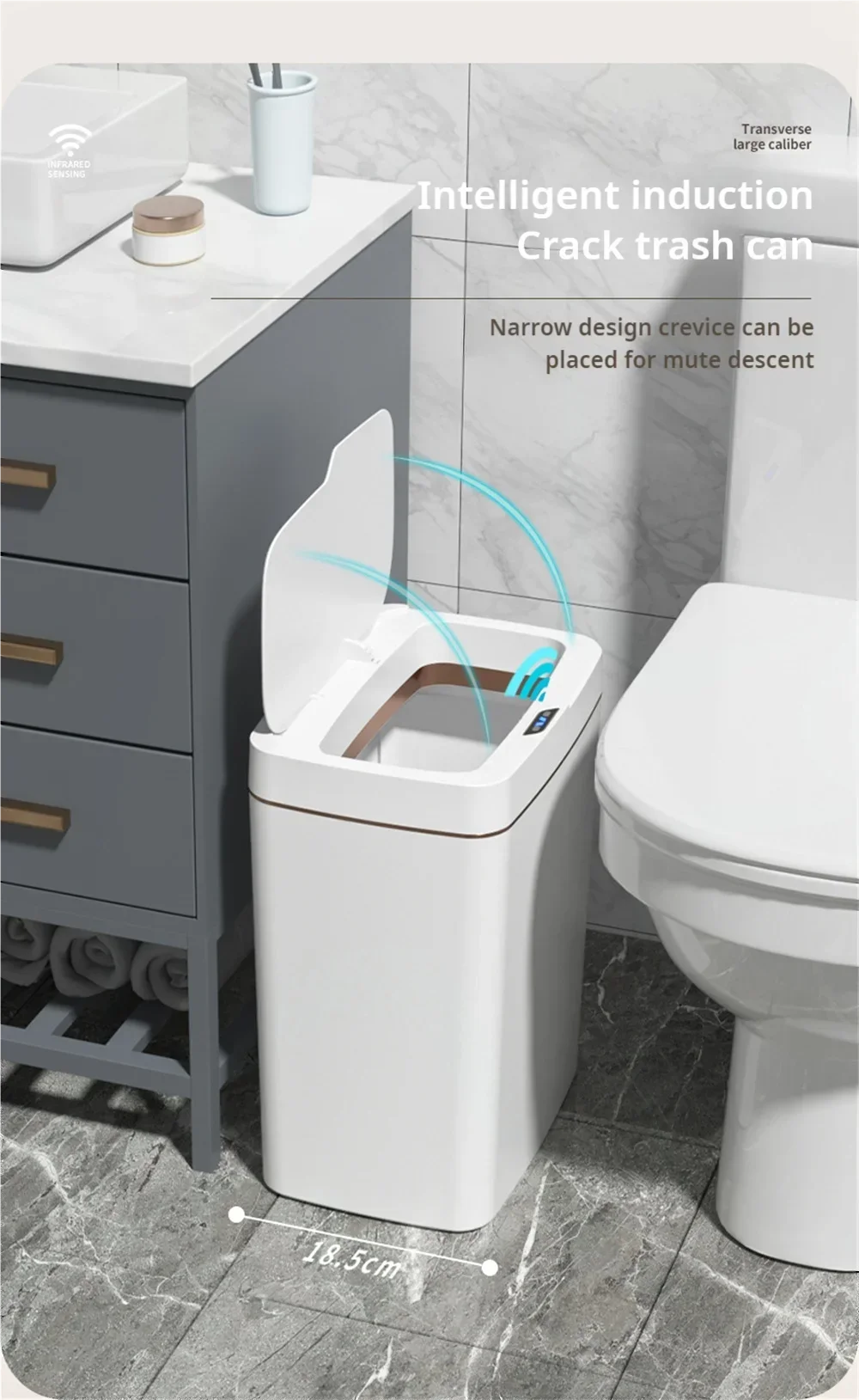 15L White Smart Sensor Trash Can – Auto Bagging