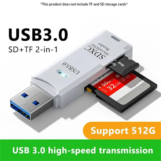 Multi Functional 2-in-1 High-speed USB 3.0/2.0 Card Reader Supports TF+SD