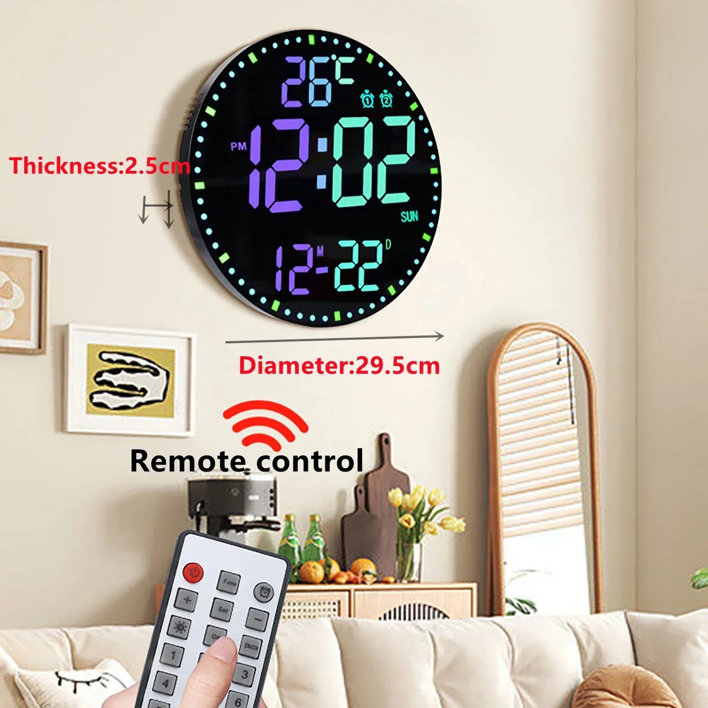 Smart WiFi LED Wall Clock with Alarms