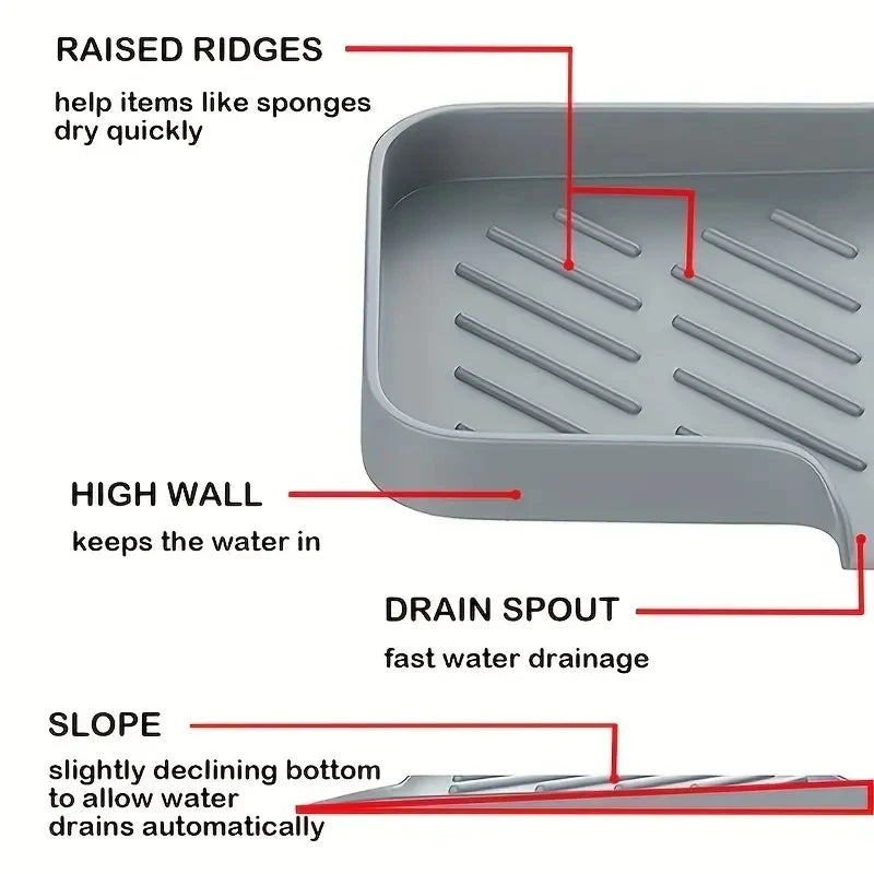 Silicone Sink Storage Tray with Drainage Rack