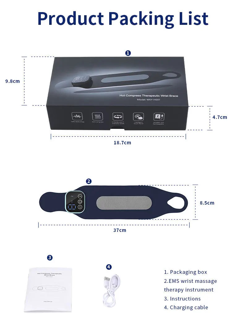 Smart EMS Wrist Massager with Heat Therapy
