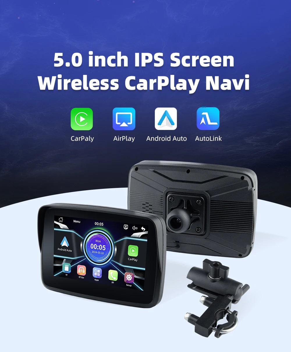 EKIY 5″ Wireless CarPlay & Android Auto GPS Display