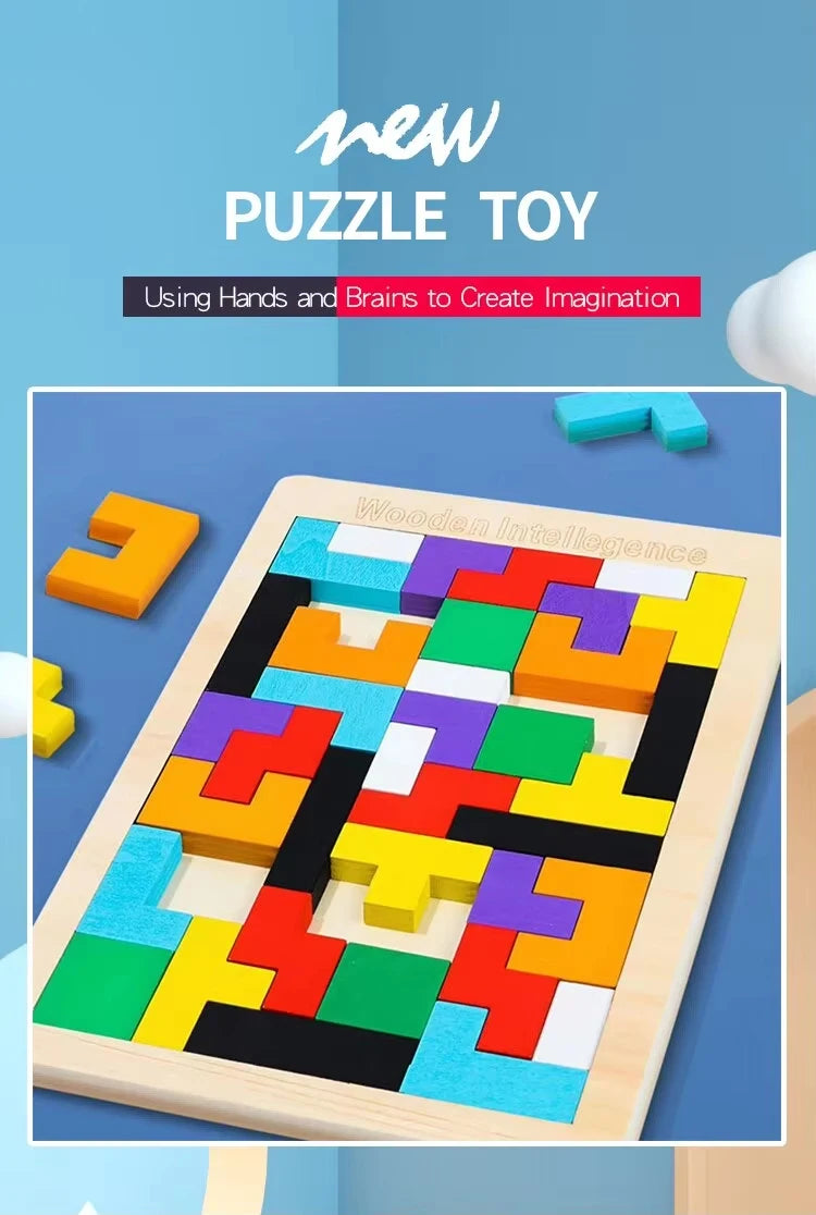 Montessori Wooden Puzzle Blocks – Brain-Boosting 3D Fun!
