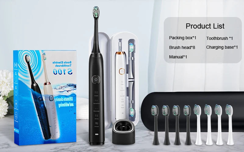Sarmocare S100 Smart Sonic Toothbrush – 8 Brush Heads