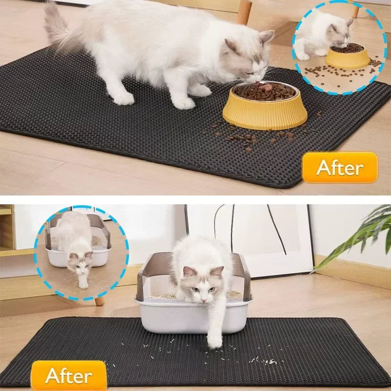 Large Cat Litter Mat – Waterproof & Double Layer for Easy Cleanup!