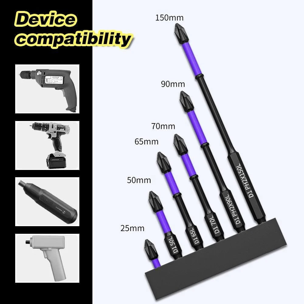 Power up with magnetic screwdriver bits, 6 or 12 pcs!