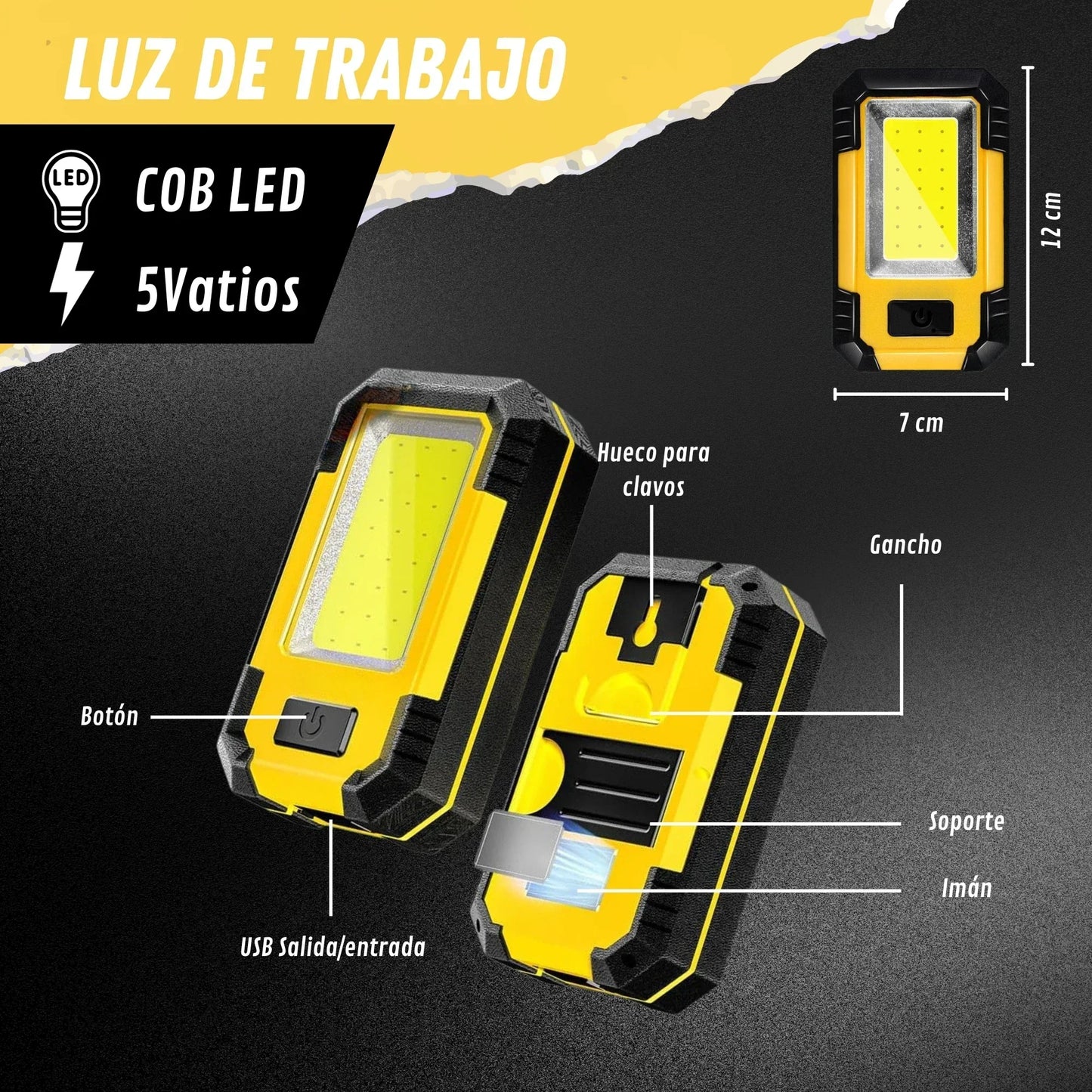 Rechargeable LED Flashlight & Work Light with Power Bank