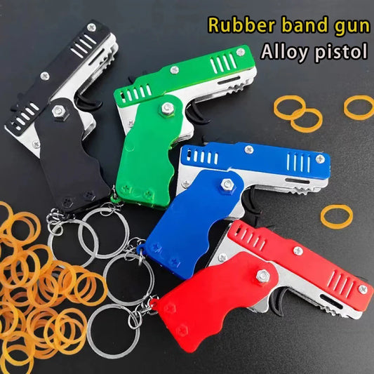 Mini Metal Rubber Band Launcher Keychain Toy