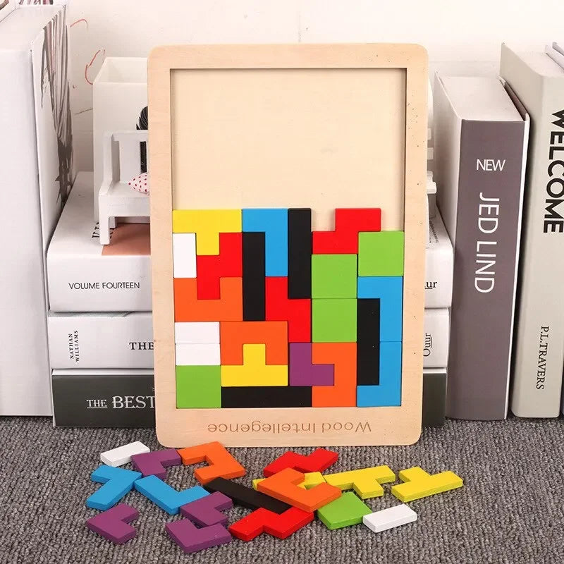 Montessori Wooden Puzzle Blocks – Brain-Boosting 3D Fun!