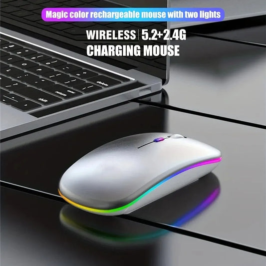 Wireless Mouse Gaming Backlight USB Compatible RGB Rechargeable