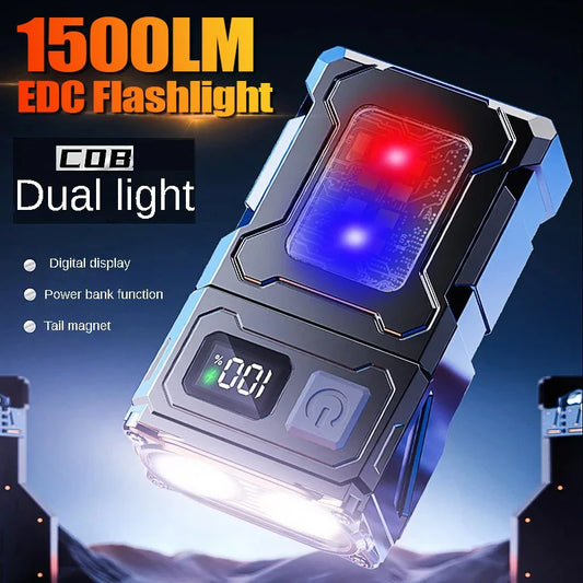 Mini LED Flashlight 1500LM USB Rechargeable Torch