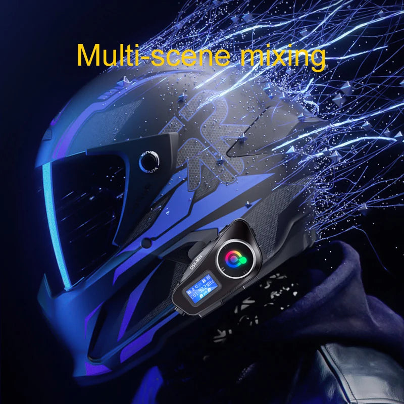 Q58 Bluetooth Motorcycle Helmet Intercom with LED & FM